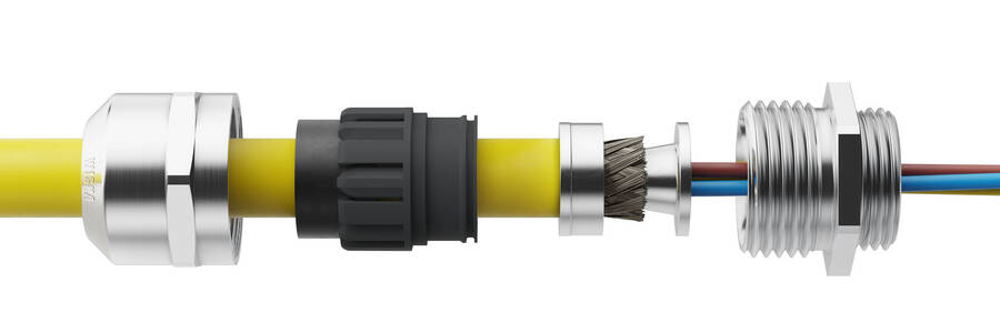 EMSKV EMV-Z RW, with earthing cones similar DIN 89345, brass nickel plated